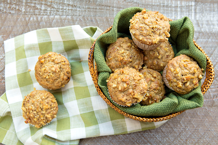 Healthier Roasted Banana Nut Muffins