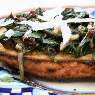 Bruschetta With Swiss Chard & Pecorino Cheese