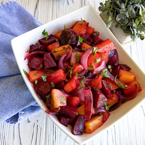 Sweet And Sour Roasted Beets And Onions