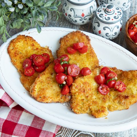 Crispy Chicken Cutlets With Fresh Tomatoes