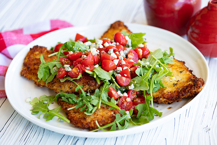 Breaded Chicken Cutlets With Tomatoes and Arugula