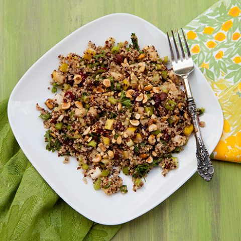 Quinoa Salad With Pears, Toasted Hazelnuts, & Cranberries