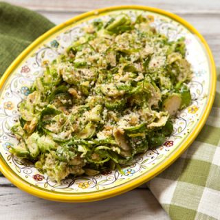 Shredded Brussels Sprouts With Pecorino Cheese & Walnuts