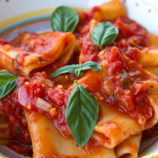 Paccheri With Fresh & Canned Tomato Sauce