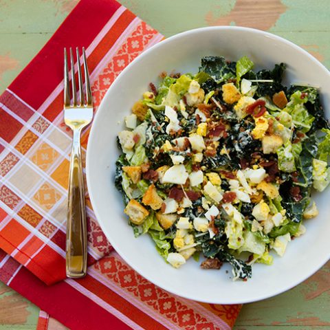 Lighter Kale Caesar Salad