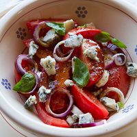 Tomato, Onion, & Gorgonzola Cheese Salad