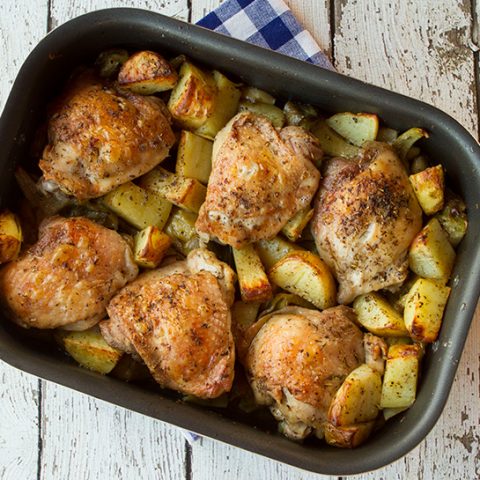 Thirty Garlic Clove Chicken With Artichokes & Potatoes {One Pan Meal}