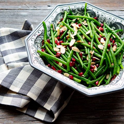 Holiday Green Beans With Toasted Almonds & Pomegranate Arils