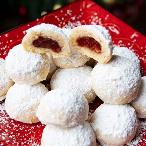 Filled Almond Snowball Cookies