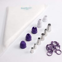 SveBake Piping Bags Set - 100 Pieces 15 Inch Pastry Bags Set with 6 Piping tips, 1 Quick Couplers and 12 Icing Bag Ties for Cake Decorating Royal Frosting