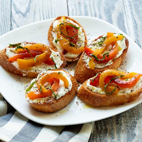 Bruschetta With Goat Cheese & Roasted Peppers
