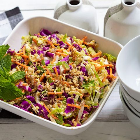 Mixed Cabbage & Brussels Sprout Slaw Salad