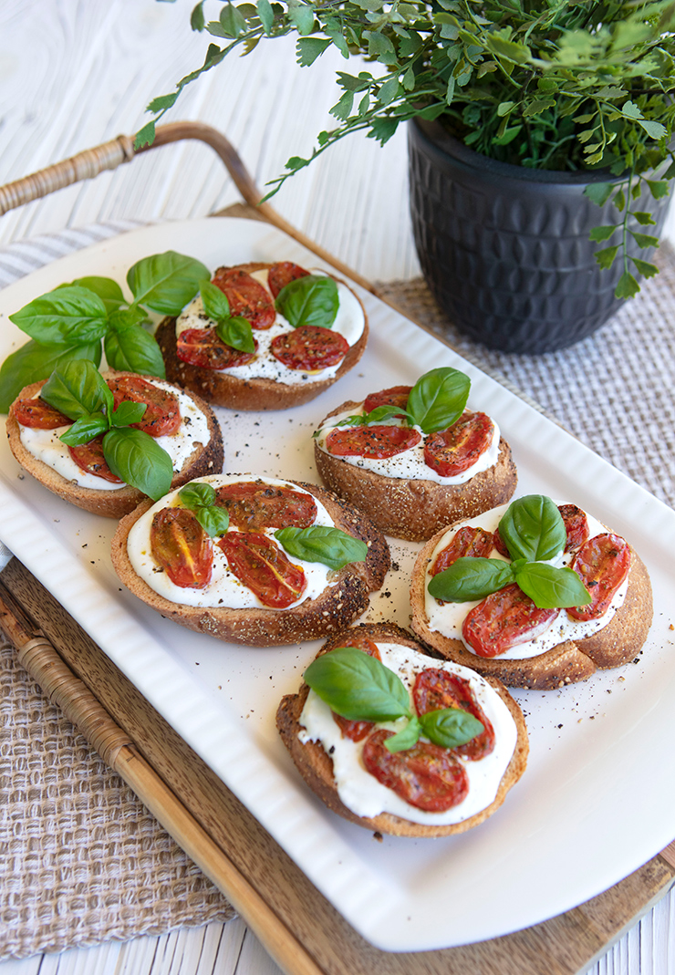 Bruschetta with Whipped Ricotta With Roasted Tomatoes